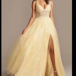 Illusion Bodice Tulle Ball Gown w/ Lace